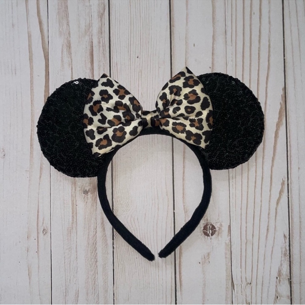 Mouse ears headband leopard bow